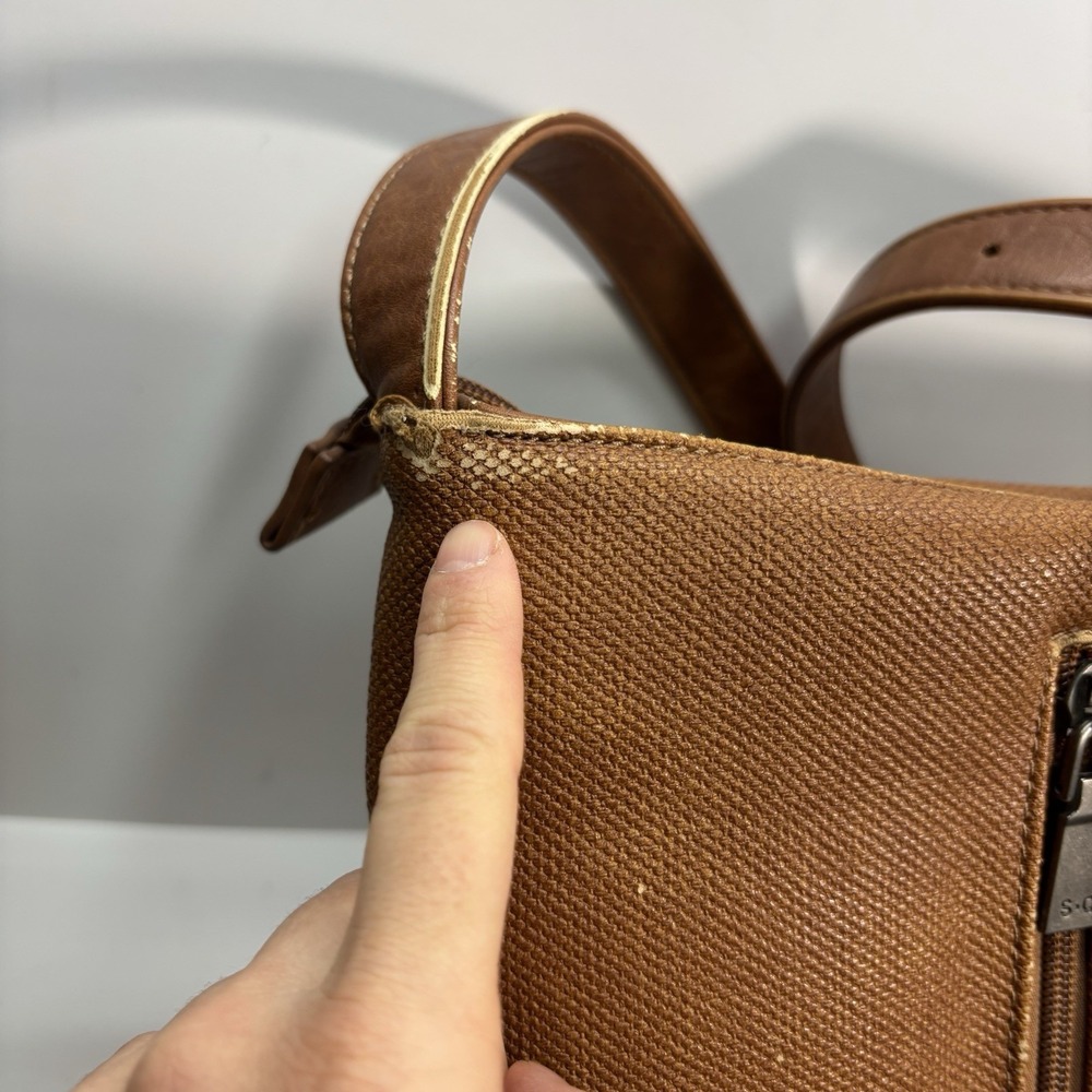 S-Q Vegan Leather Crossbody Bag Brown Shoulder Purse Zip Closure Casual Chic - Picture 13 of 13